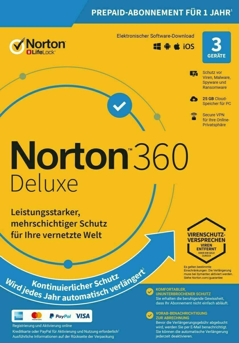 Norton 360 Deluxe, 3 User, 1 Jahr, ESD (deutsch) (Multi-Device)